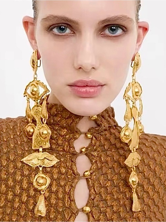 Jewelry - Surrealist Mosaic Face Chandelier Earrings